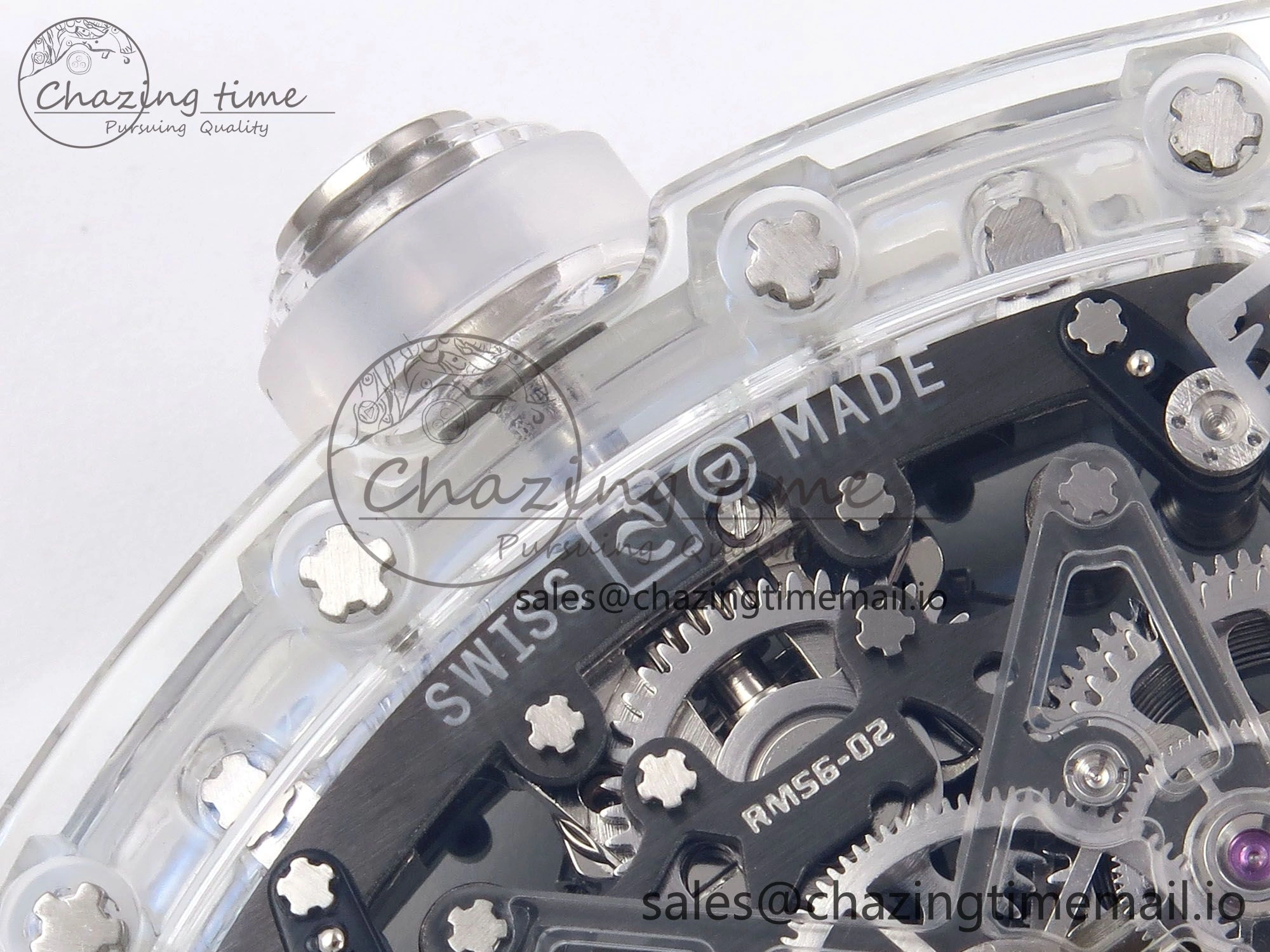 Trendy RM56-02 Transparent Tourbillon RMF Best Edition Skeleton White Dial on Transparent Rubber Strap 9253
