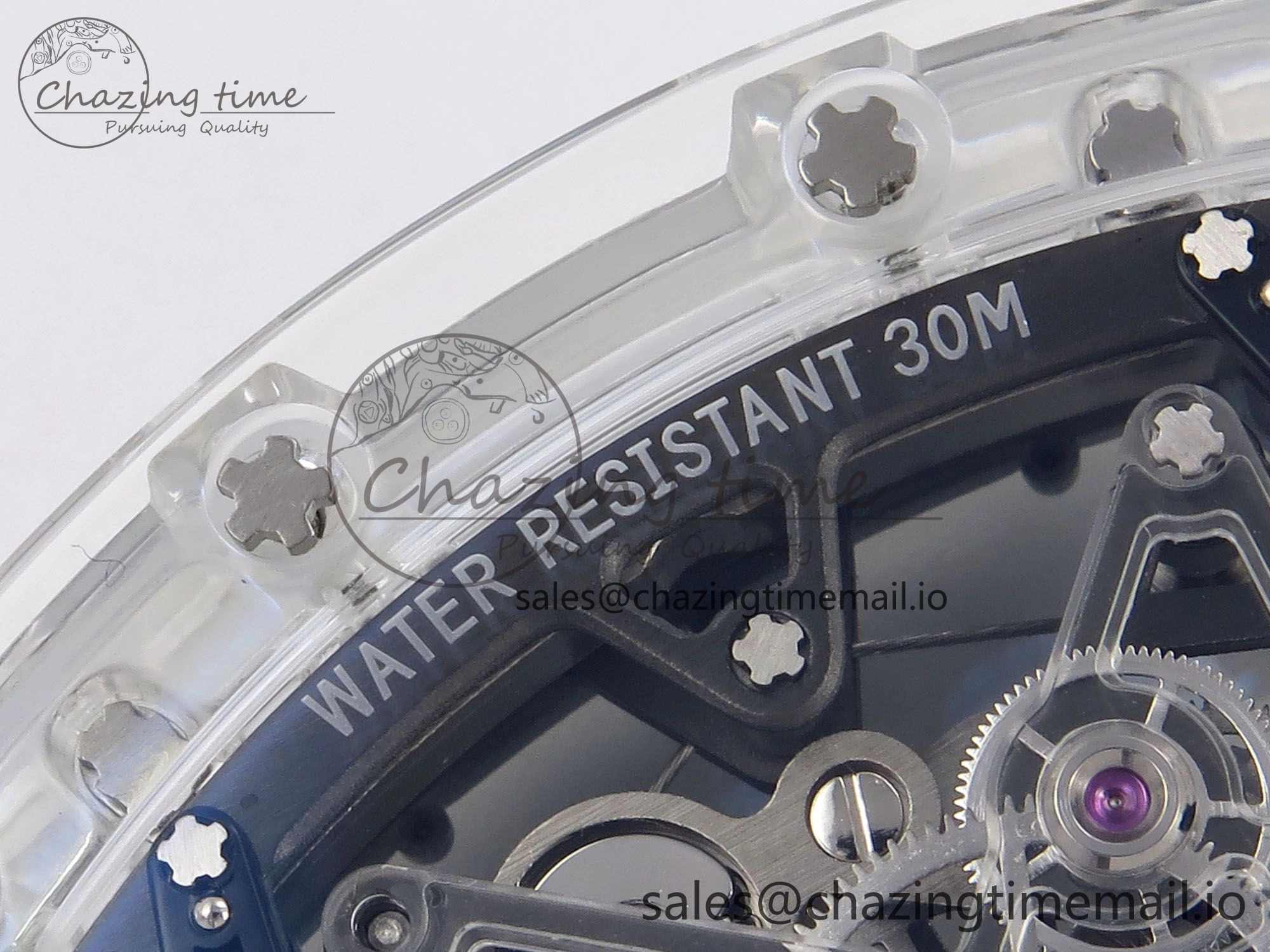 Trendy RM56-02 Transparent Tourbillon RMF Best Edition Skeleton White Dial on Transparent Rubber Strap 9253