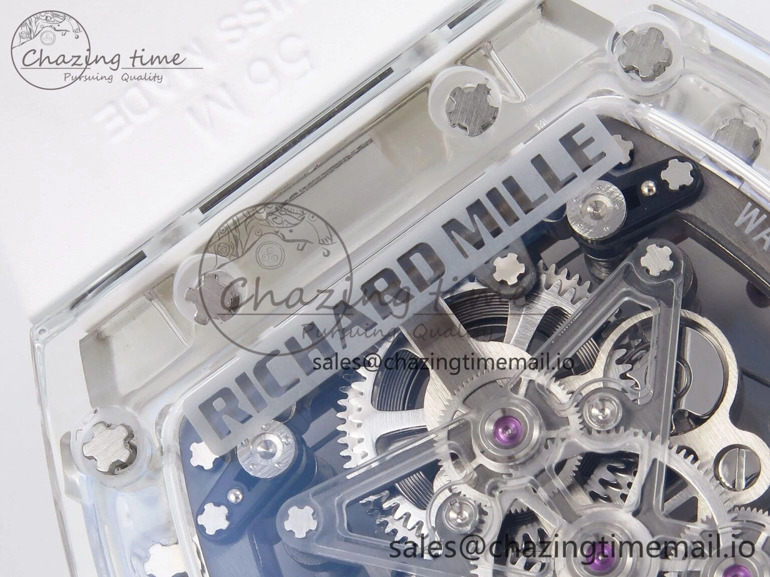 RM56-02 Transparent Tourbillon RMF Best Edition Skeleton White Dial on White Rubber Strap GoodFit 9251
