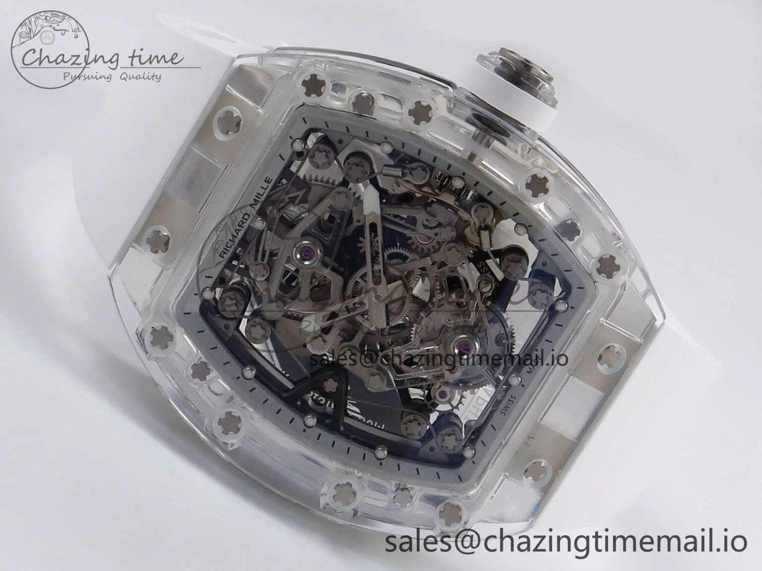 RM56-02 Transparent Tourbillon RMF Best Edition Skeleton White Dial on White Rubber Strap GoodFit 9251