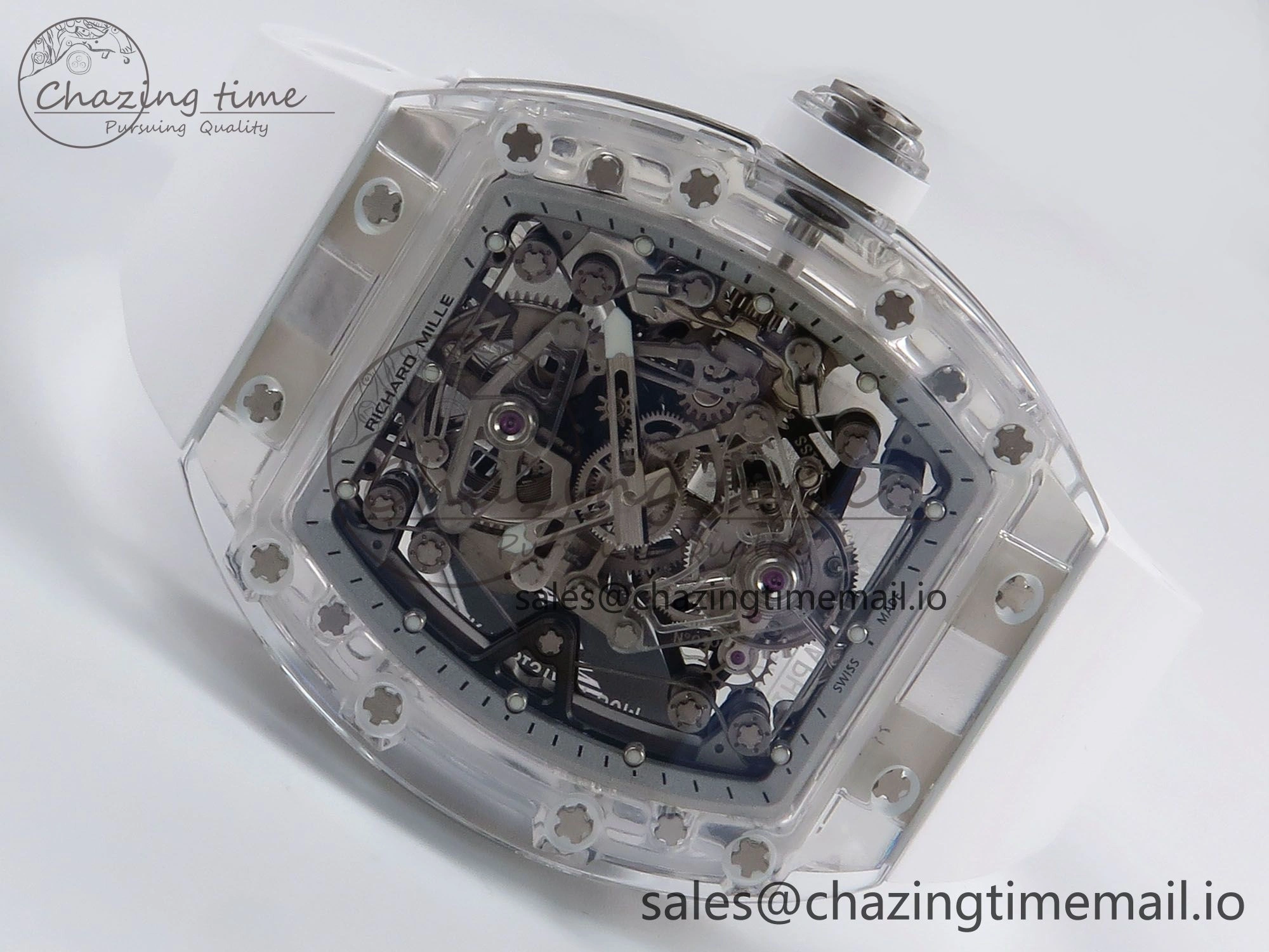 RM56-02 Transparent Tourbillon RMF Best Edition Skeleton White Dial on White Rubber Strap GoodFit 9251
