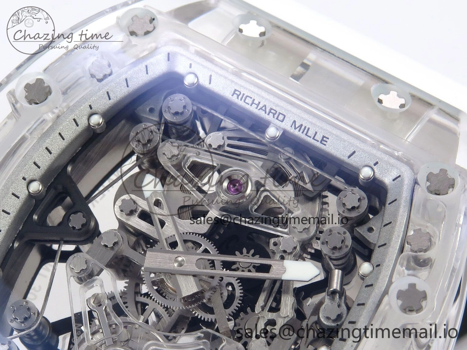 RM56-02 Transparent Tourbillon RMF Best Edition Skeleton White Dial on White Rubber Strap GoodFit 9251