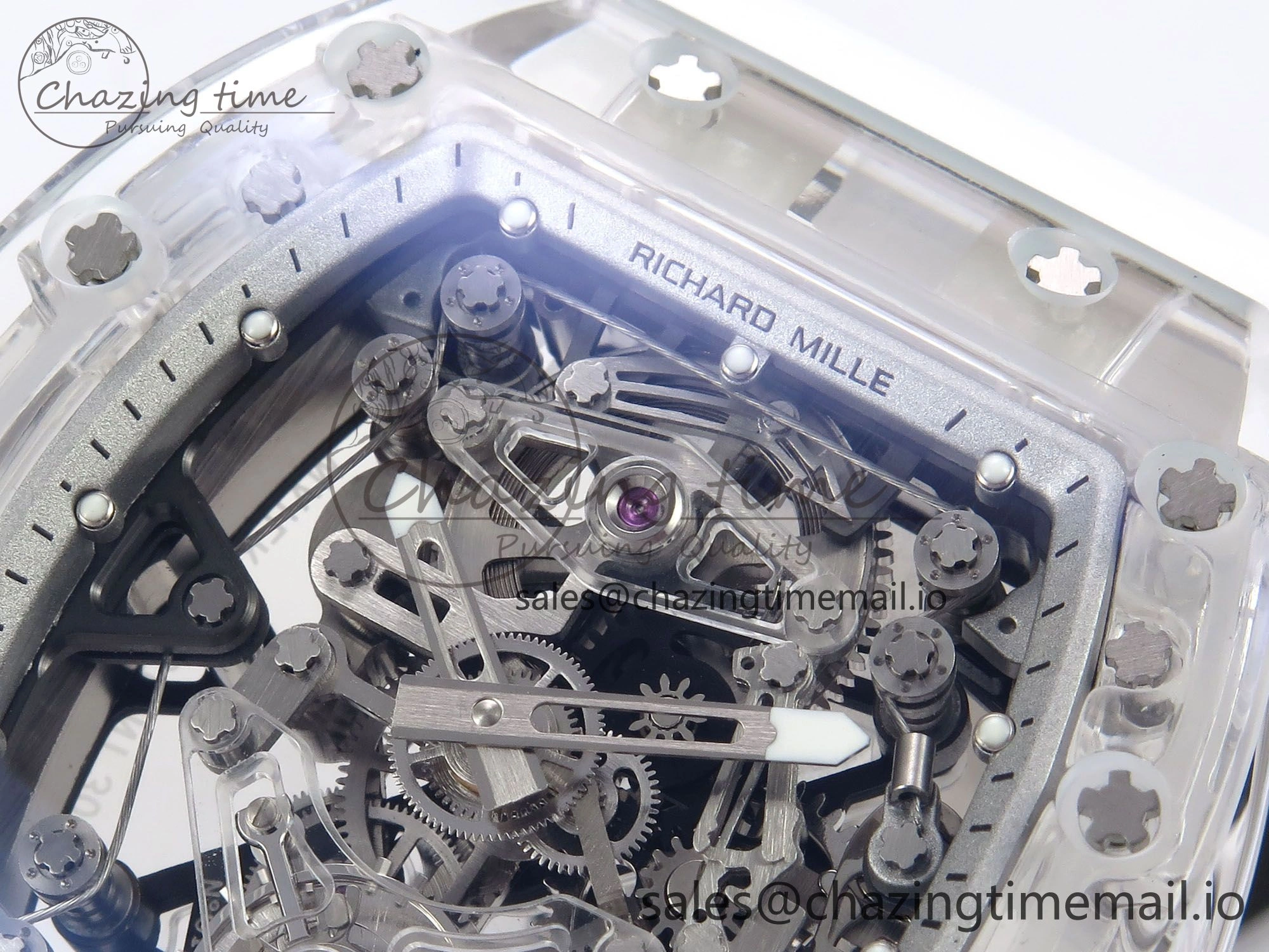 RM56-02 Transparent Tourbillon RMF Best Edition Skeleton White Dial on White Rubber Strap GoodFit 9251