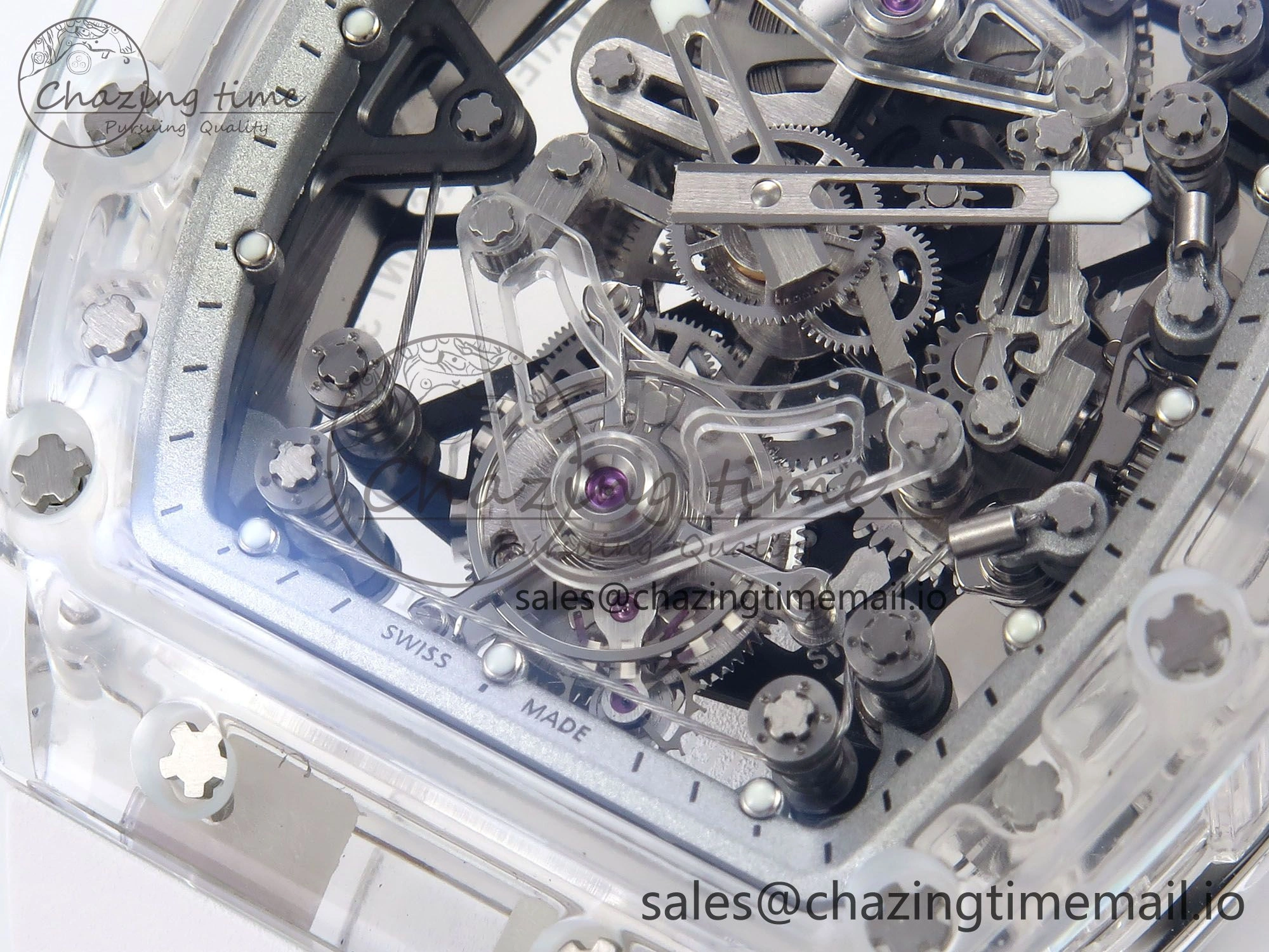 RM56-02 Transparent Tourbillon RMF Best Edition Skeleton White Dial on White Rubber Strap GoodFit 9251