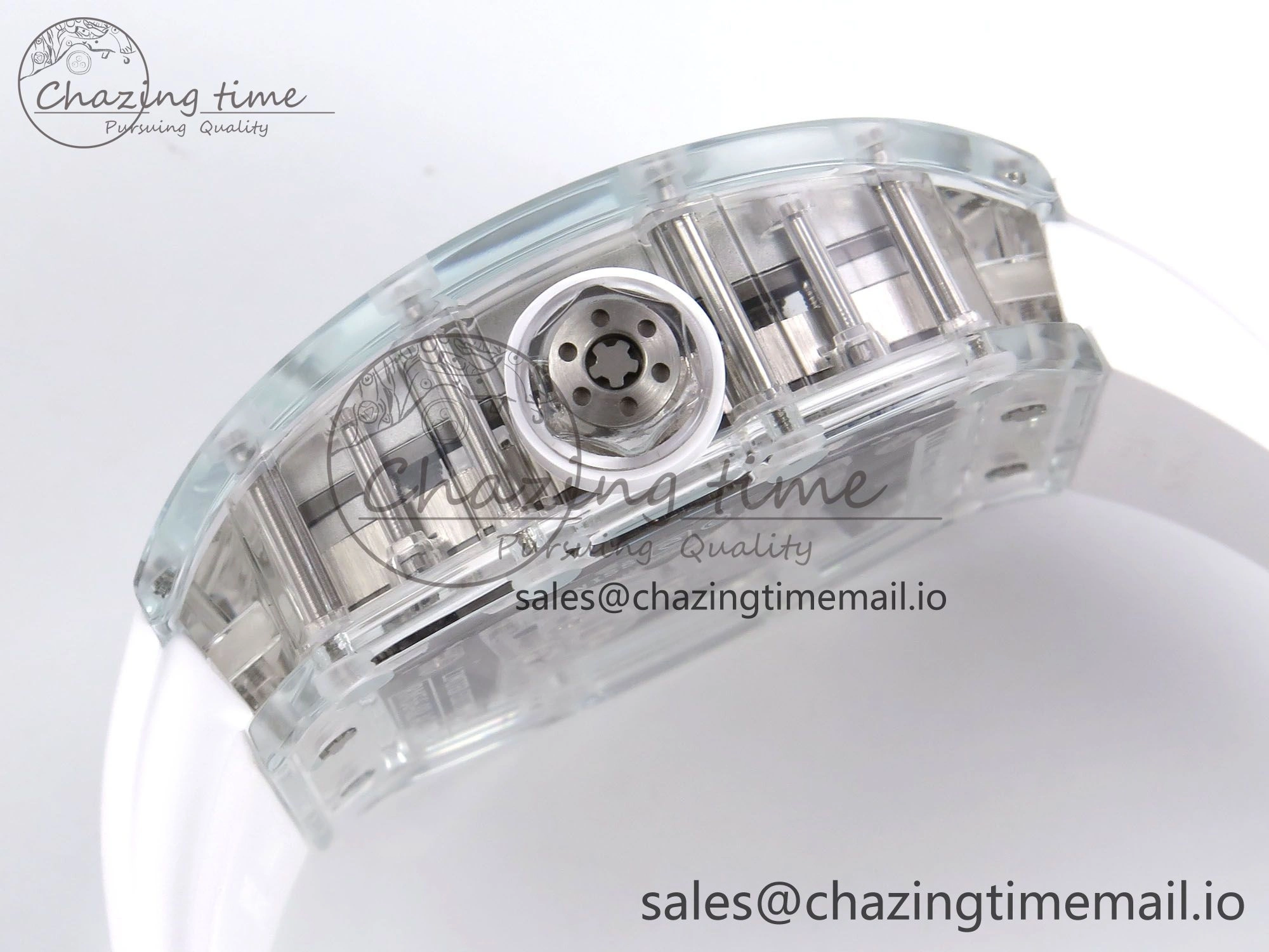 RM56-02 Transparent Tourbillon RMF Best Edition Skeleton White Dial on White Rubber Strap GoodFit 9251