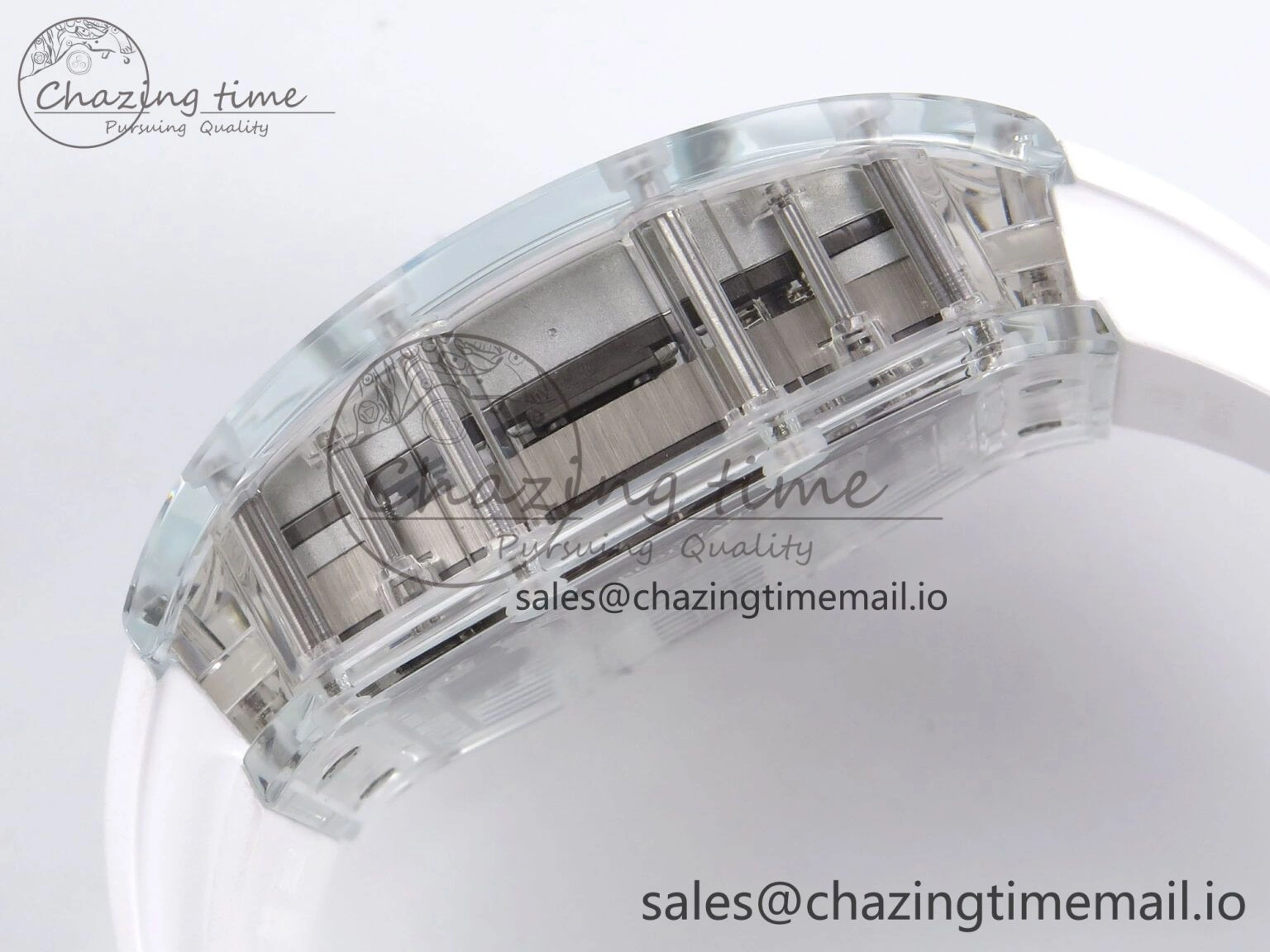 RM56-02 Transparent Tourbillon RMF Best Edition Skeleton White Dial on White Rubber Strap GoodFit 9251