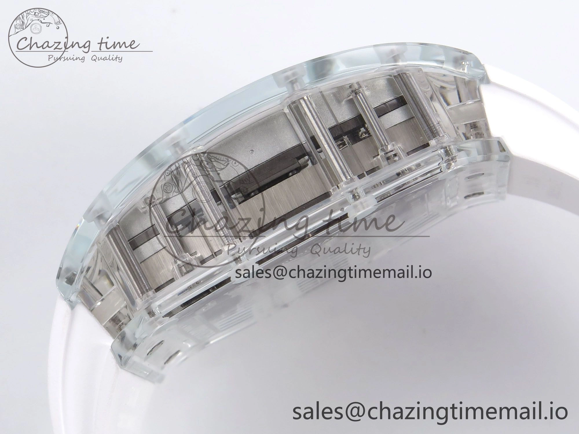 RM56-02 Transparent Tourbillon RMF Best Edition Skeleton White Dial on White Rubber Strap GoodFit 9251