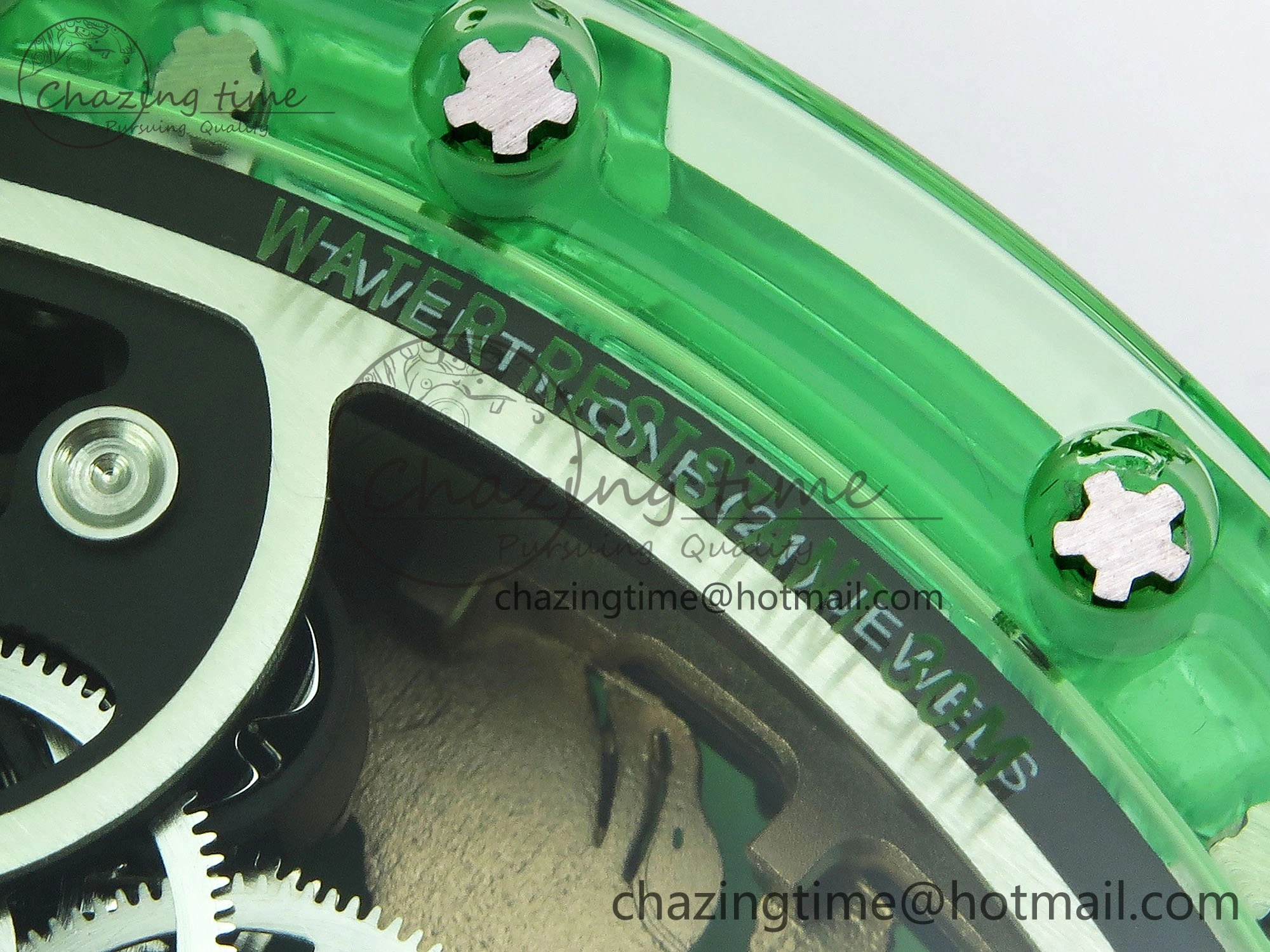Bright RM57 Green Transparent Tourbillon RMF Best Edition Gold Dragon Eagle Dial on White Rubber Strap 9297