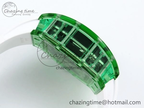 RM57 Green Transparent Tourbillon RMF Best Edition Silver Dragon Eagle Dial on White Rubber Strap WellDesigned 9299
