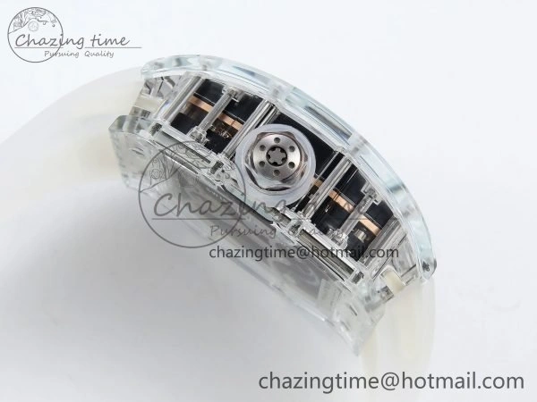 RM57 Transparent Tourbillon RMF Best Edition Gold Dragon Eagle Dial on Transparent Rubber Strap Durable 9298