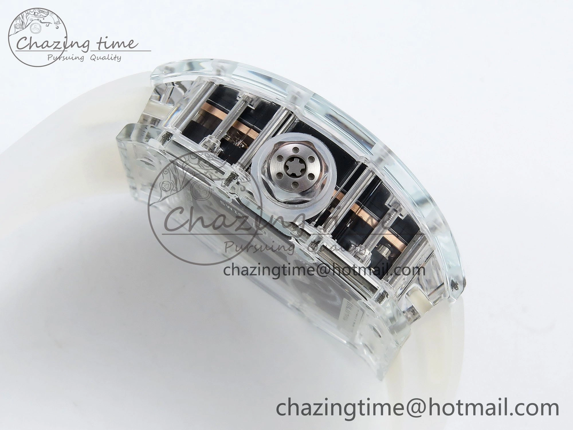 RM57 Transparent Tourbillon RMF Best Edition Gold Dragon Eagle Dial on Transparent Rubber Strap Durable 9298