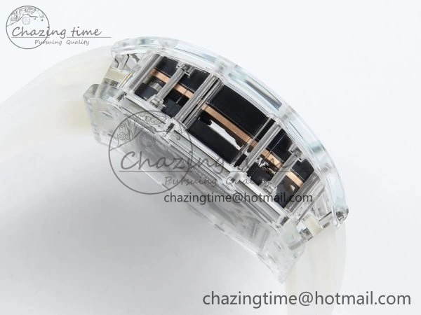 RM57 Transparent Tourbillon RMF Best Edition Gold Dragon Eagle Dial on Transparent Rubber Strap Durable 9298