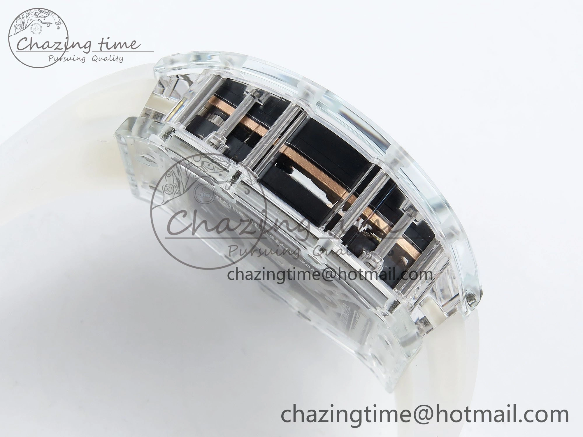 RM57 Transparent Tourbillon RMF Best Edition Gold Dragon Eagle Dial on Transparent Rubber Strap Durable 9298