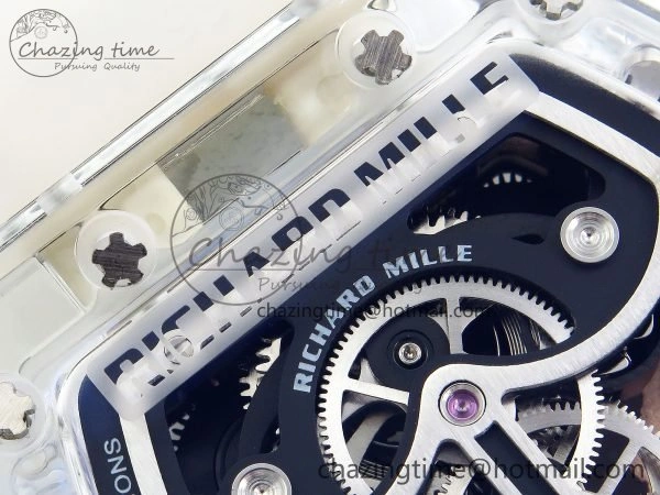 WaterResistant RM57 Transparent Tourbillon RMF Best Edition Silver Dragon Eagle Dial on Transparent Rubber Strap 9295