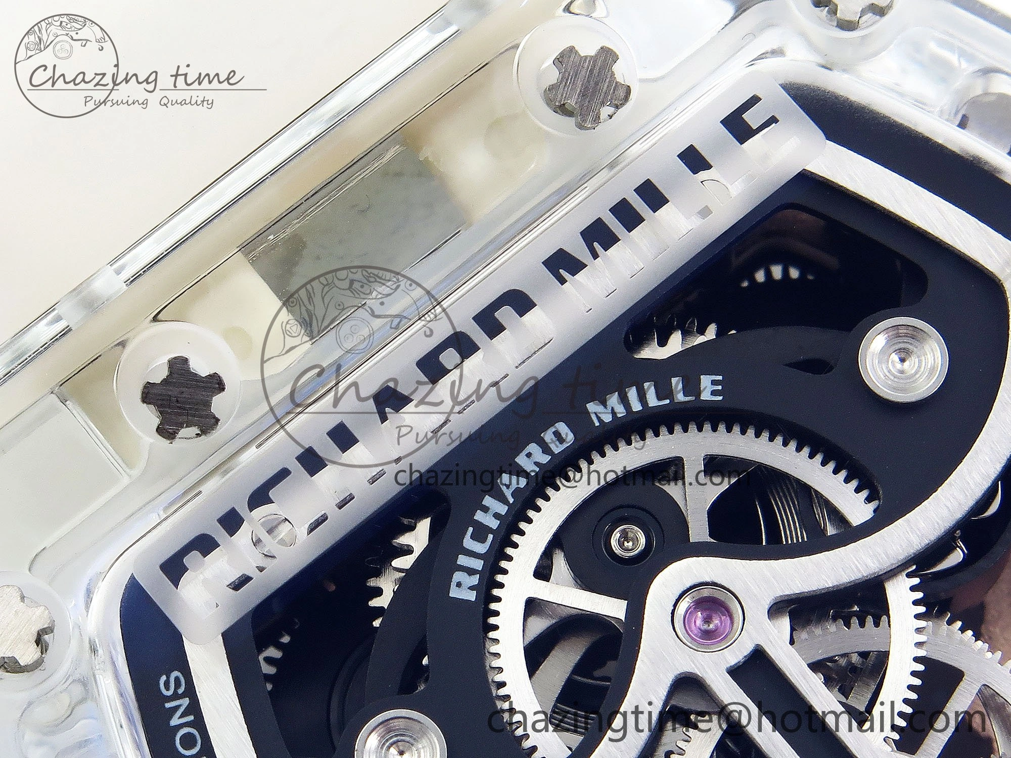 WaterResistant RM57 Transparent Tourbillon RMF Best Edition Silver Dragon Eagle Dial on Transparent Rubber Strap 9295