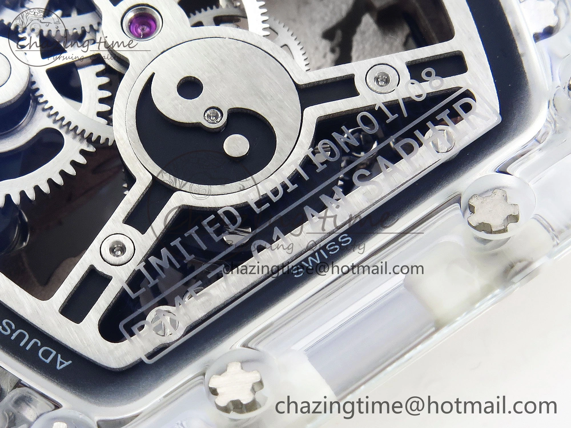 WaterResistant RM57 Transparent Tourbillon RMF Best Edition Silver Dragon Eagle Dial on Transparent Rubber Strap 9295