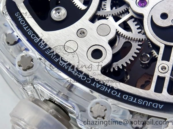 WaterResistant RM57 Transparent Tourbillon RMF Best Edition Silver Dragon Eagle Dial on Transparent Rubber Strap 9295