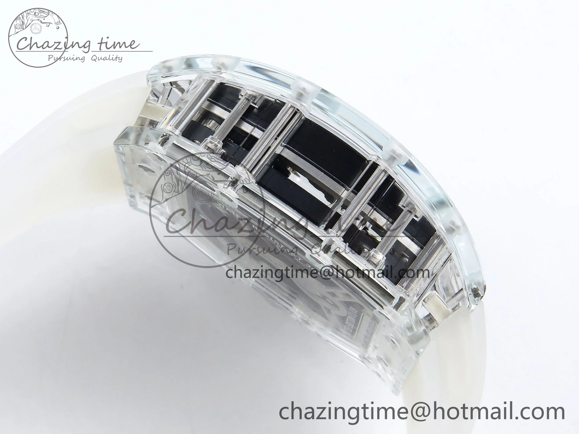 WaterResistant RM57 Transparent Tourbillon RMF Best Edition Silver Dragon Eagle Dial on Transparent Rubber Strap 9295