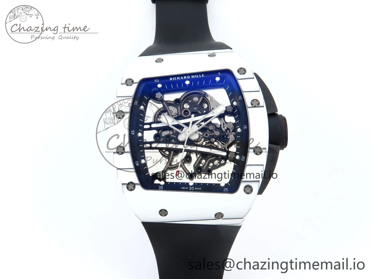 RM61-01 Yohan Blake White NTPT APSF 1:1 Best Edition on Black Rubber Strap RMUL2 Super Clone Popular 9226
