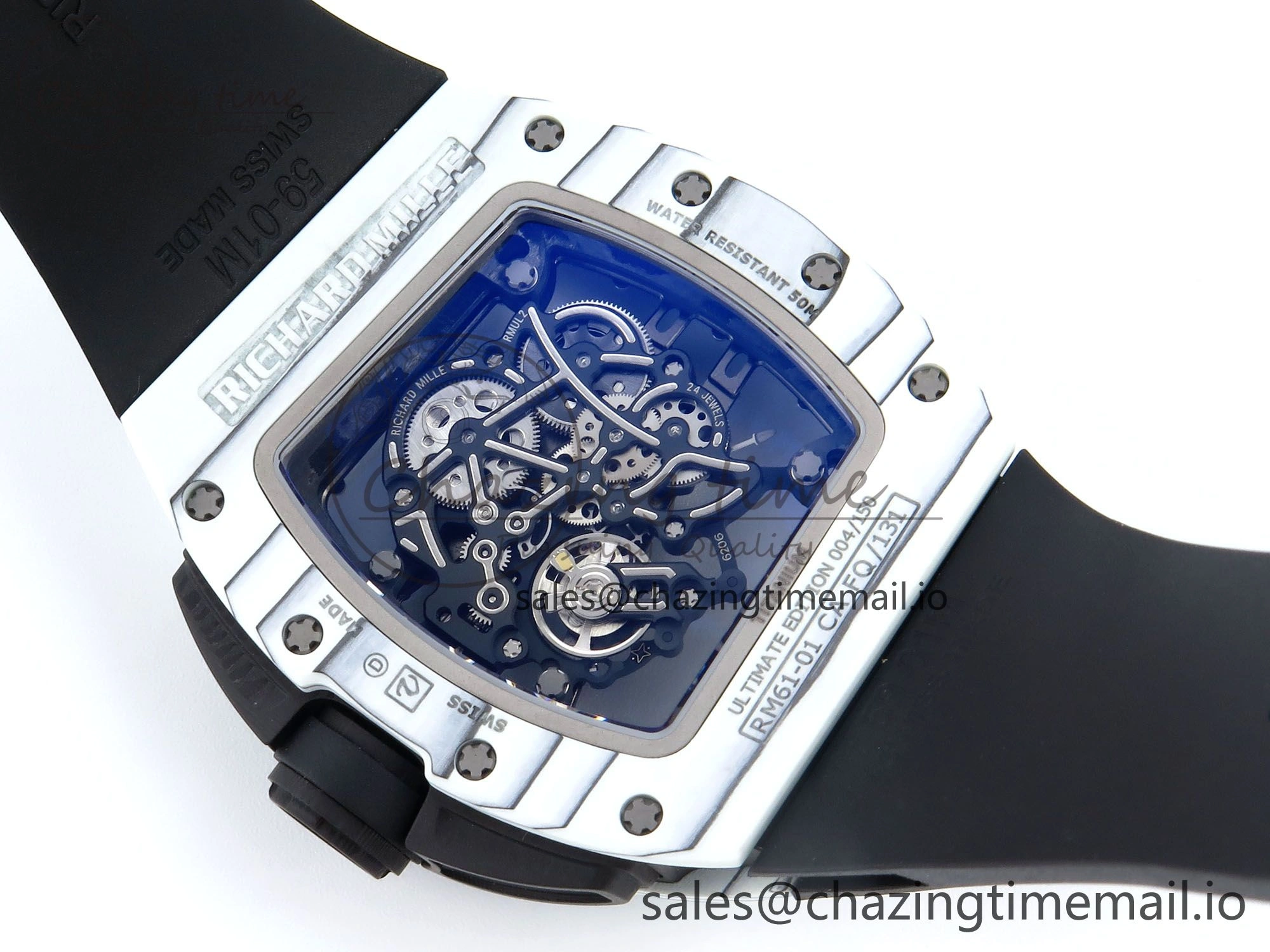RM61-01 Yohan Blake White NTPT APSF 1:1 Best Edition on Black Rubber Strap RMUL2 Super Clone Popular 9226