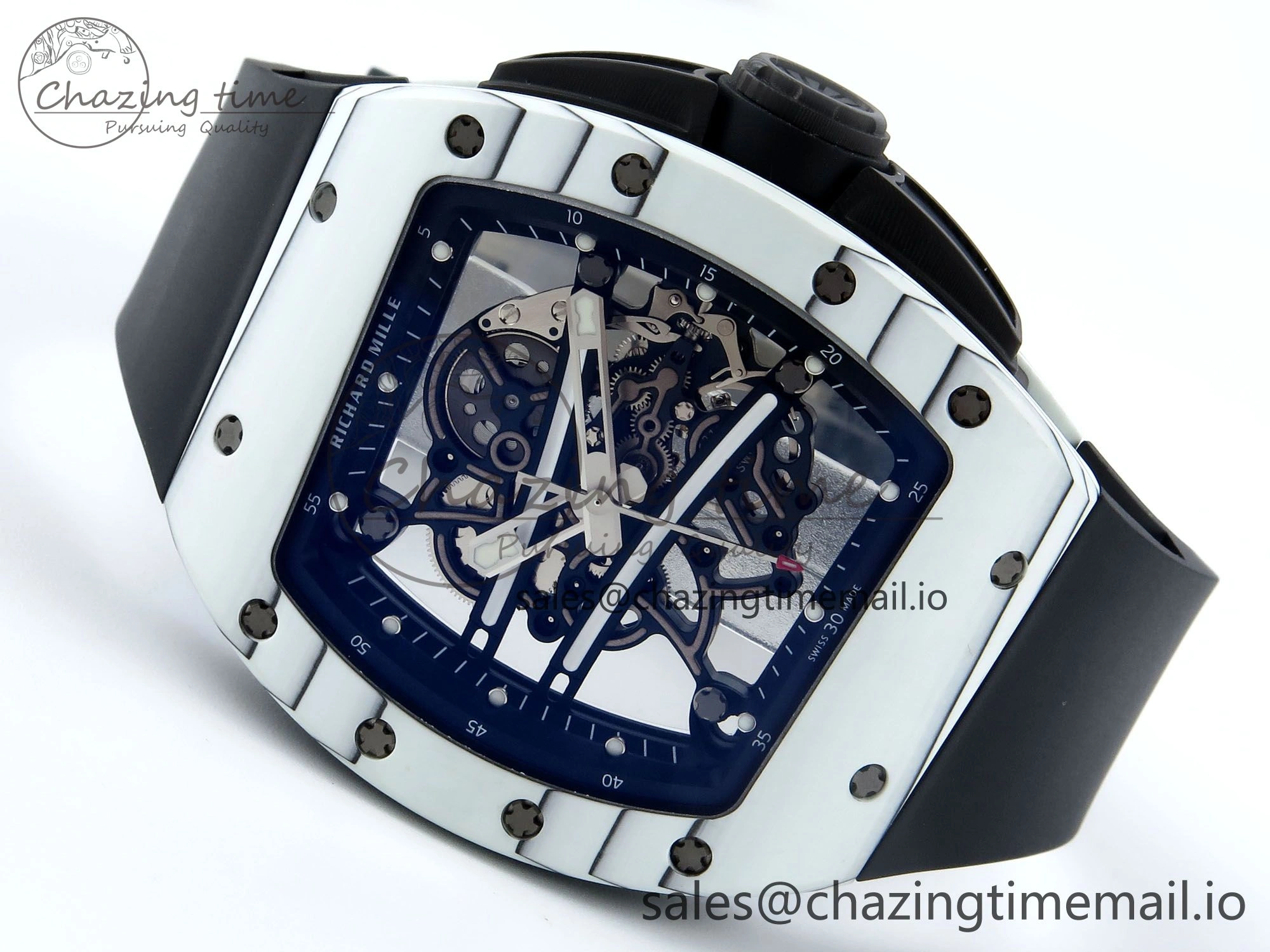 RM61-01 Yohan Blake White NTPT APSF 1:1 Best Edition on Black Rubber Strap RMUL2 Super Clone Popular 9226