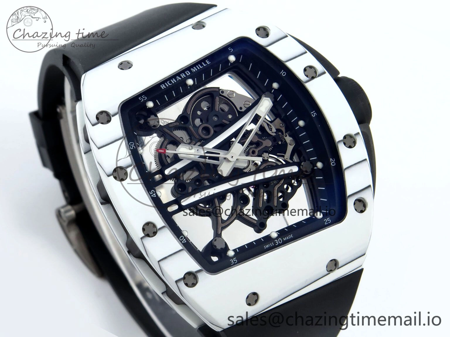 RM61-01 Yohan Blake White NTPT APSF 1:1 Best Edition on Black Rubber Strap RMUL2 Super Clone Popular 9226