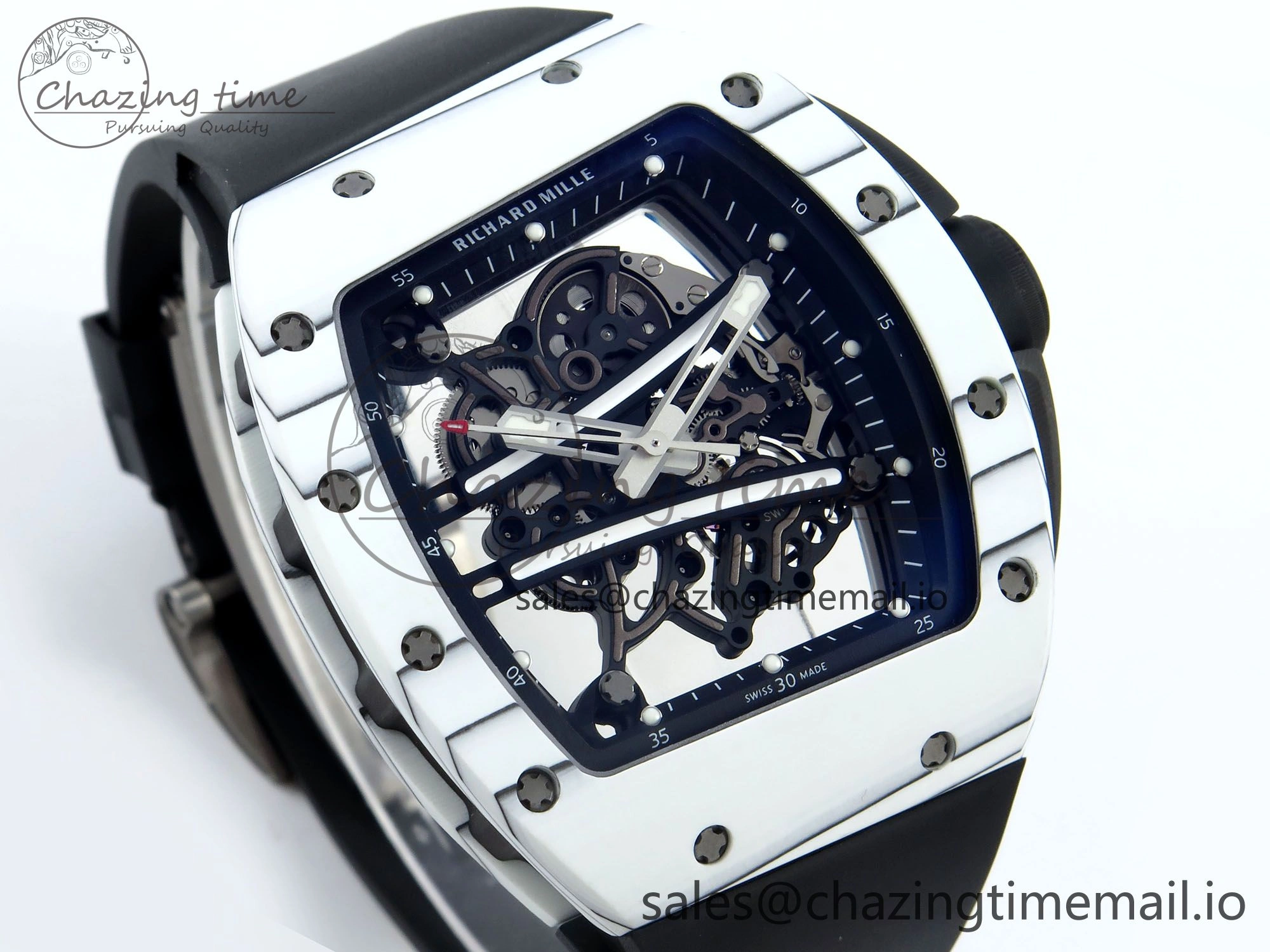 RM61-01 Yohan Blake White NTPT APSF 1:1 Best Edition on Black Rubber Strap RMUL2 Super Clone Popular 9226