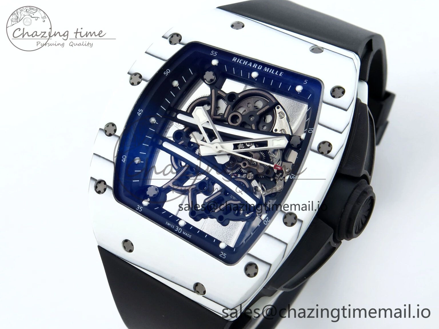 RM61-01 Yohan Blake White NTPT APSF 1:1 Best Edition on Black Rubber Strap RMUL2 Super Clone Popular 9226
