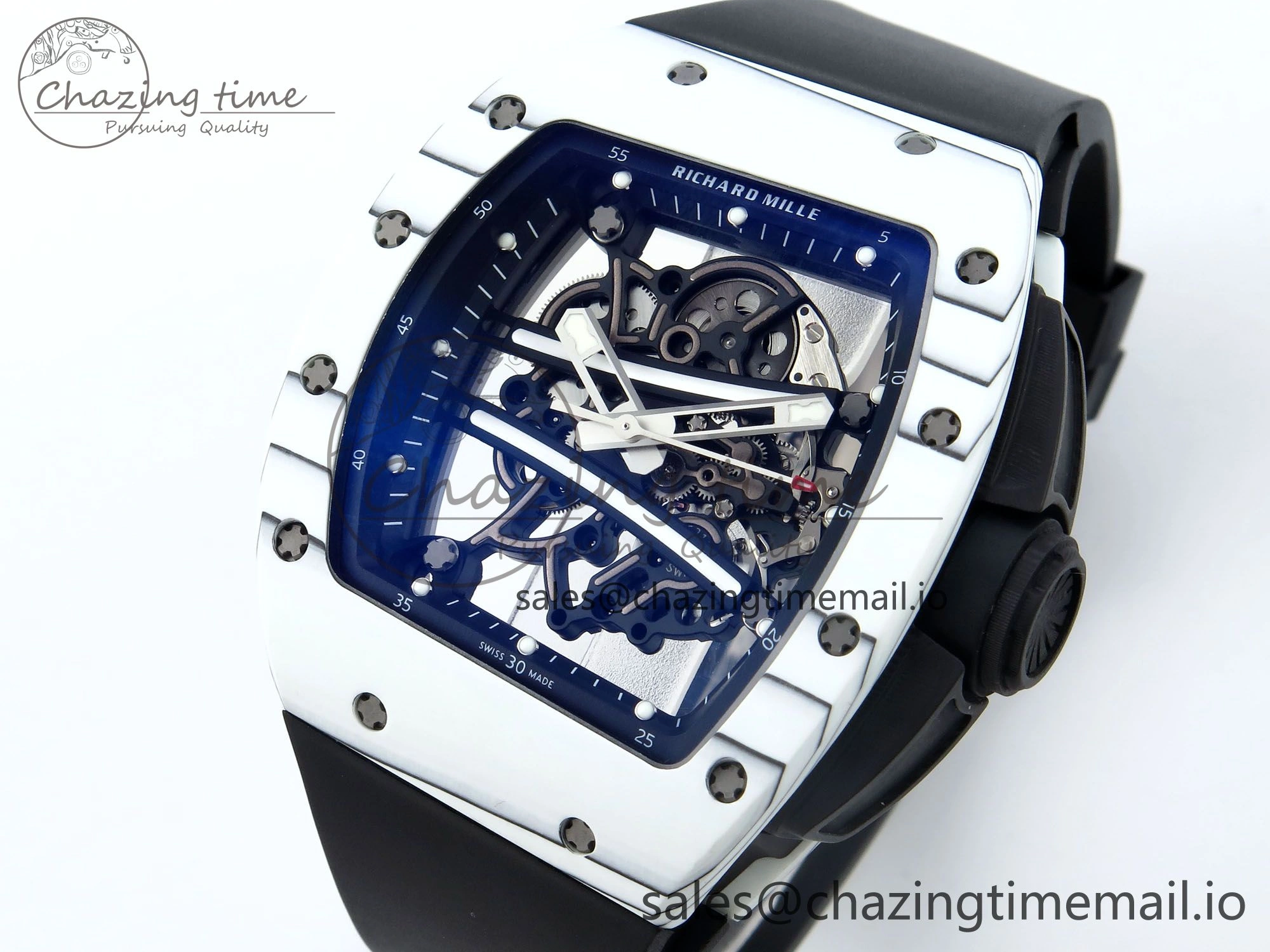 RM61-01 Yohan Blake White NTPT APSF 1:1 Best Edition on Black Rubber Strap RMUL2 Super Clone Popular 9226
