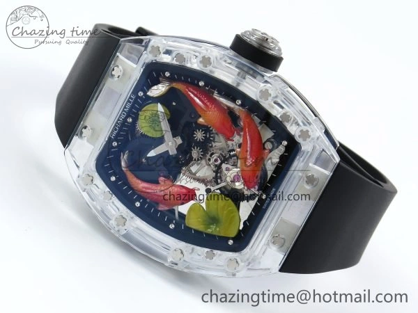 RMS10 Tourbillon Transparent RMF Best Edition Koi Fish Dial on Black Rubber Strap Contemporary 9291