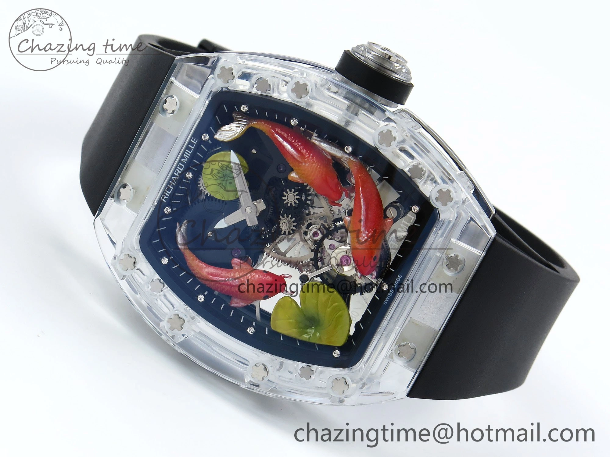 RMS10 Tourbillon Transparent RMF Best Edition Koi Fish Dial on Black Rubber Strap Contemporary 9291