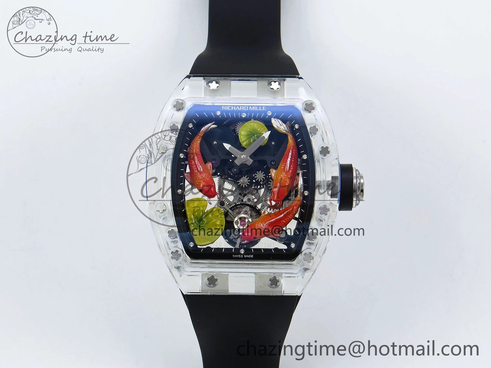 RMS10 Tourbillon Transparent RMF Best Edition Koi Fish Dial on Black Rubber Strap Contemporary 9291