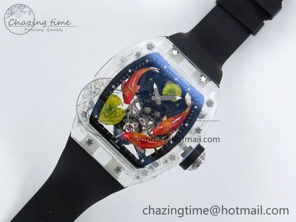 RMS10 Tourbillon Transparent RMF Best Edition Koi Fish Dial on Black Rubber Strap Contemporary 9291