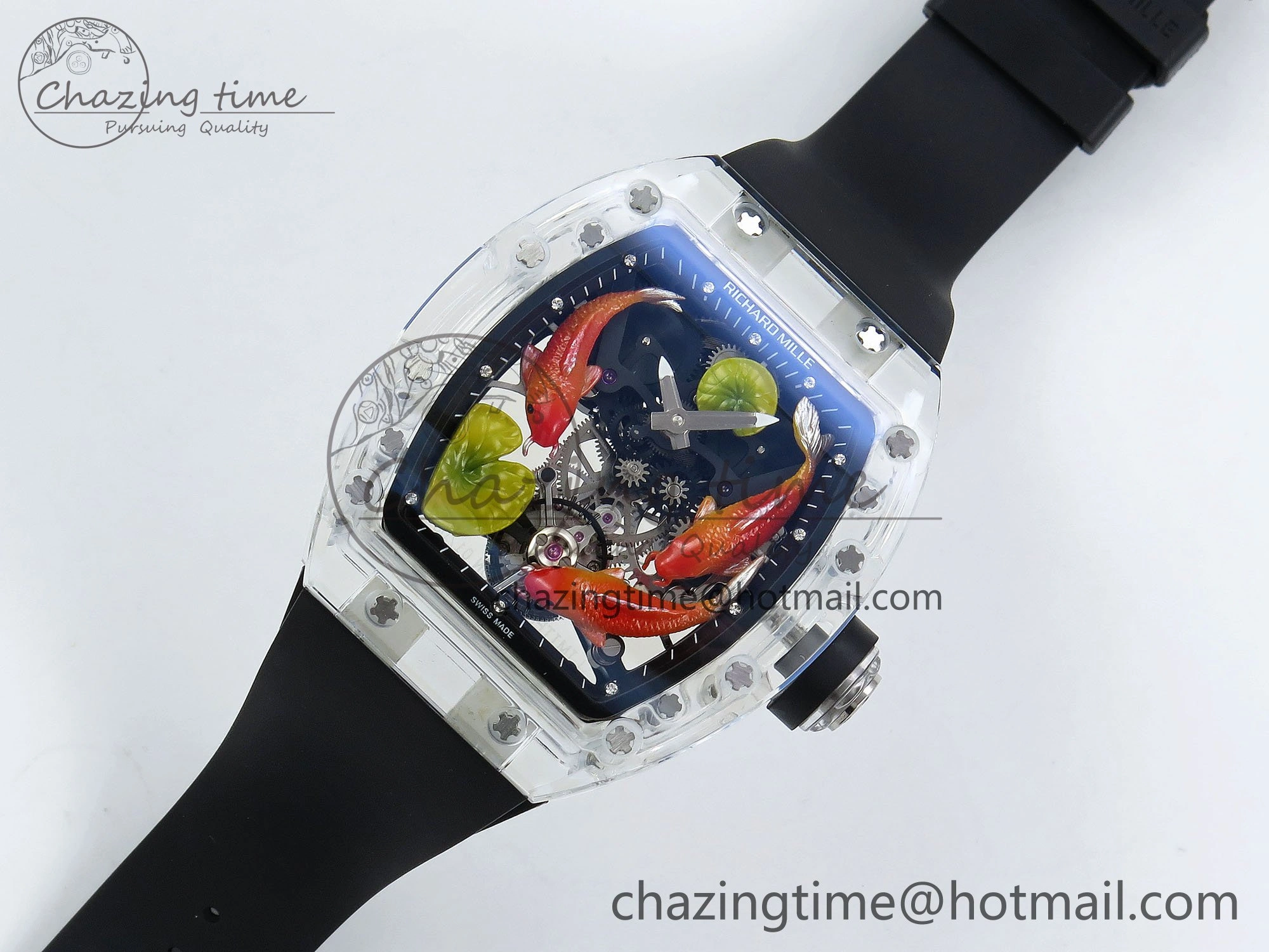 RMS10 Tourbillon Transparent RMF Best Edition Koi Fish Dial on Black Rubber Strap Contemporary 9291
