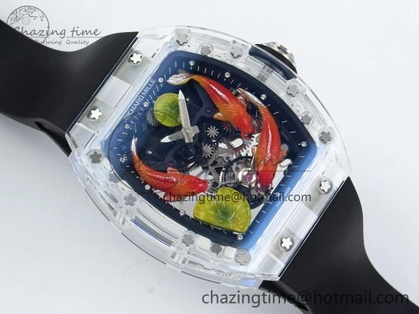 RMS10 Tourbillon Transparent RMF Best Edition Koi Fish Dial on Black Rubber Strap Contemporary 9291