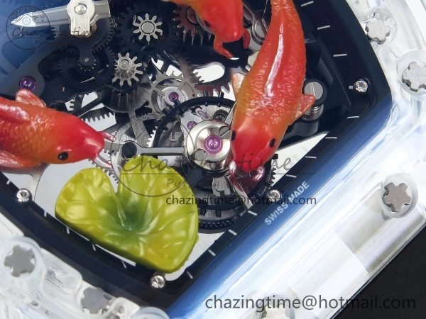 RMS10 Tourbillon Transparent RMF Best Edition Koi Fish Dial on Black Rubber Strap Contemporary 9291
