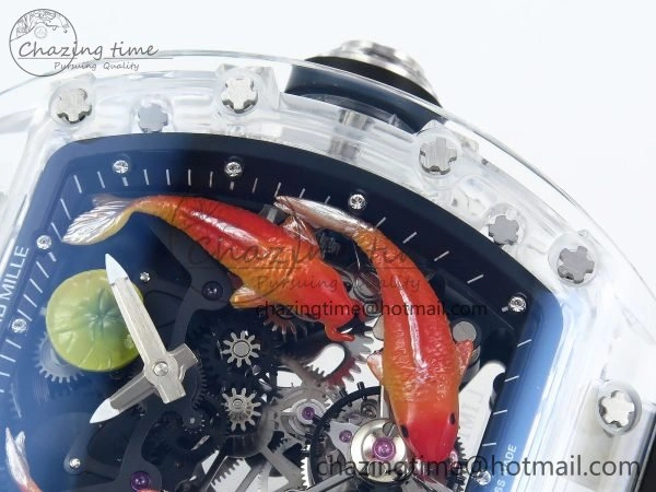 RMS10 Tourbillon Transparent RMF Best Edition Koi Fish Dial on Black Rubber Strap Contemporary 9291
