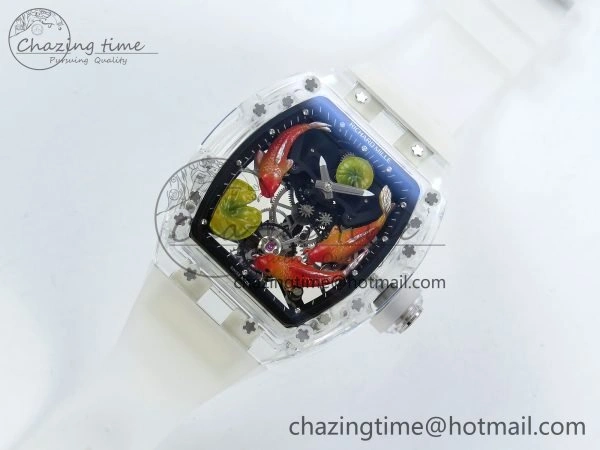 RMS10 Tourbillon Transparent RMF Best Edition Koi Fish Dial on Transparent Rubber Strap Sophisticated 9294