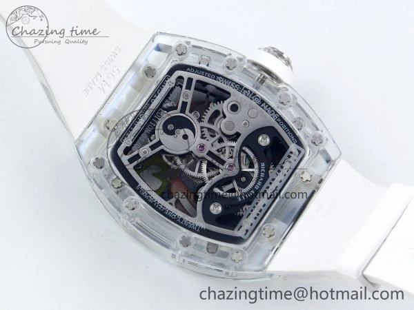 RMS10 Tourbillon Transparent RMF Best Edition Koi Fish Dial on White Rubber Strap Durable 9290
