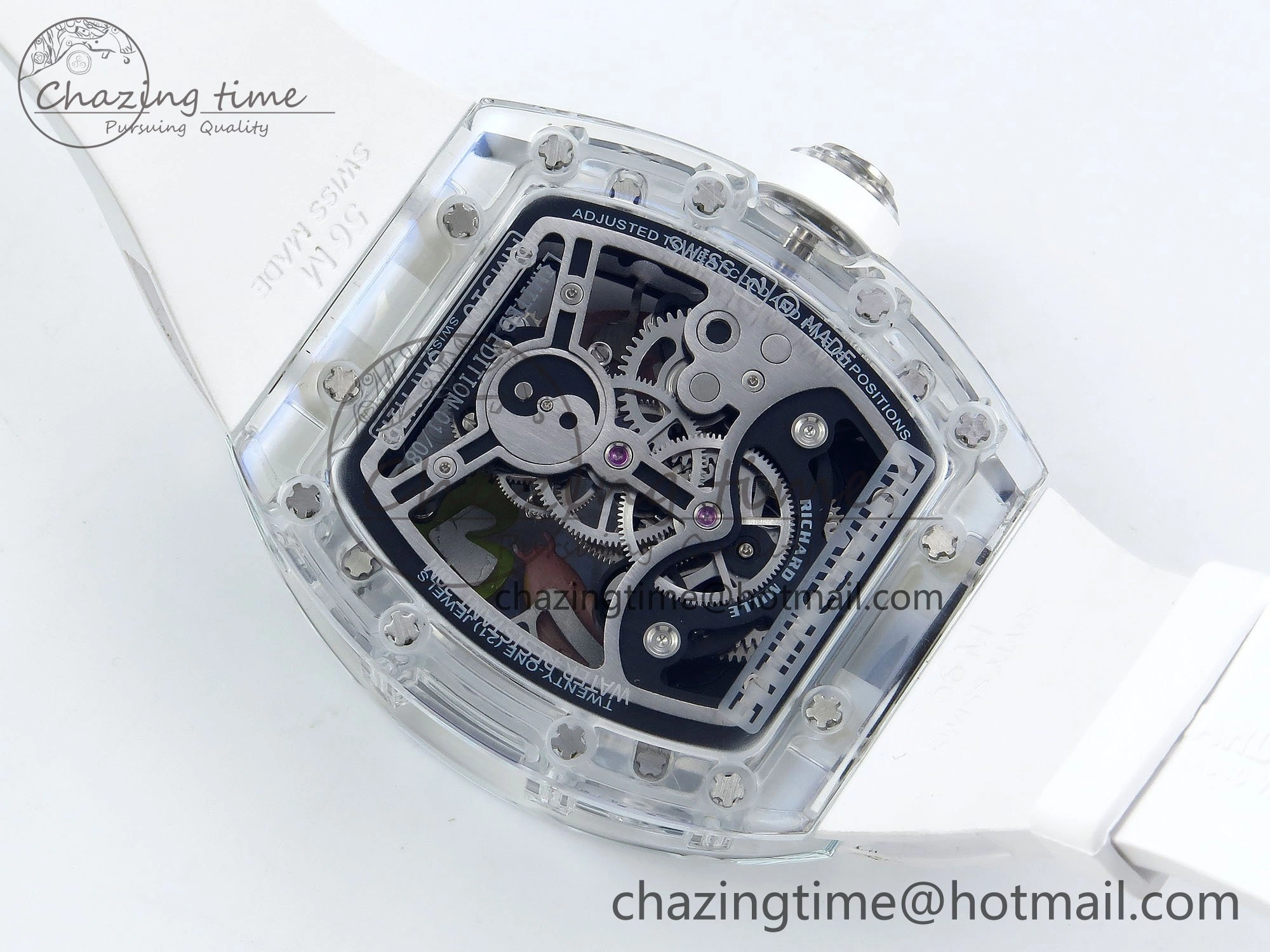 RMS10 Tourbillon Transparent RMF Best Edition Koi Fish Dial on White Rubber Strap Durable 9290