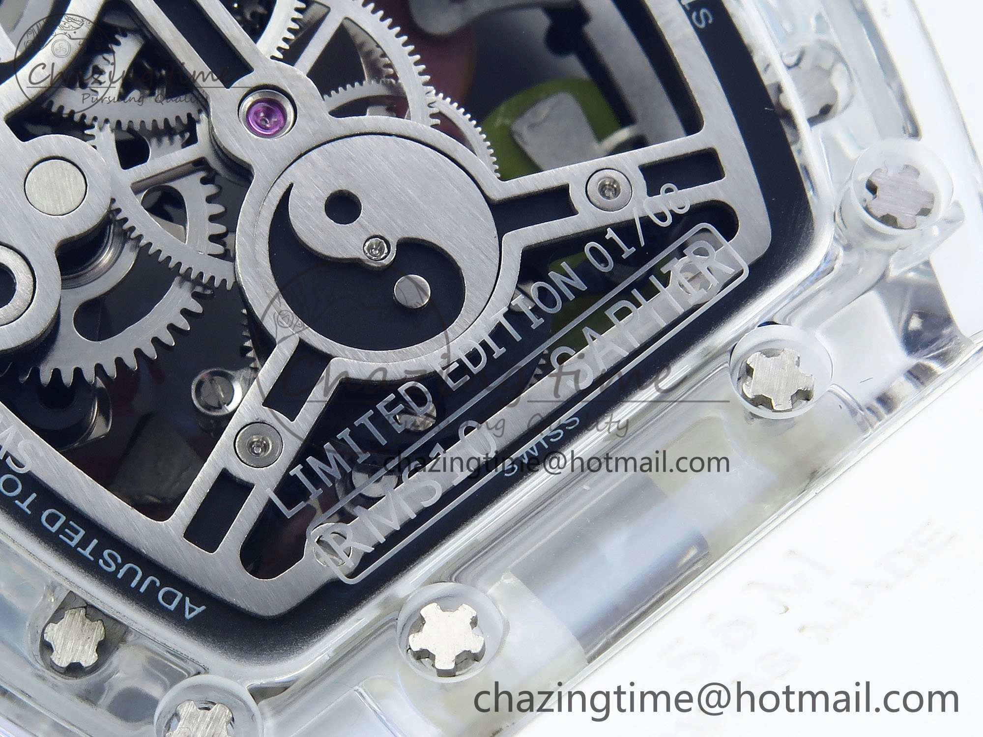 RMS10 Tourbillon Transparent RMF Best Edition Koi Fish Dial on White Rubber Strap Durable 9290