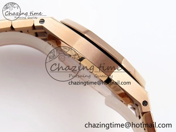 WeatherProof ROYAL OAK 34MM RG BF BEST EDITION BLUE DIAL DIAMONDS BEZEL ON RG BRACELET A 10109