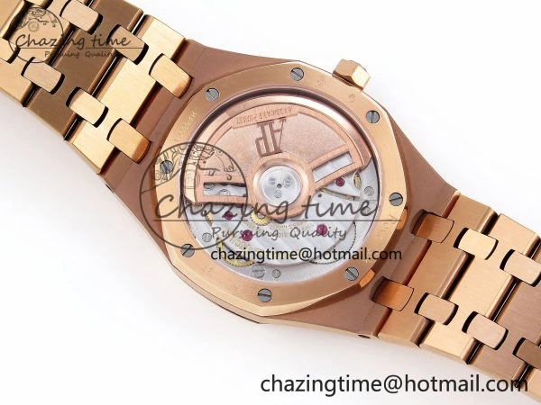 WeatherProof ROYAL OAK 34MM RG BF BEST EDITION BLUE DIAL DIAMONDS BEZEL ON RG BRACELET A 10109