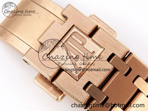 WeatherProof ROYAL OAK 34MM RG BF BEST EDITION BLUE DIAL DIAMONDS BEZEL ON RG BRACELET A 10109