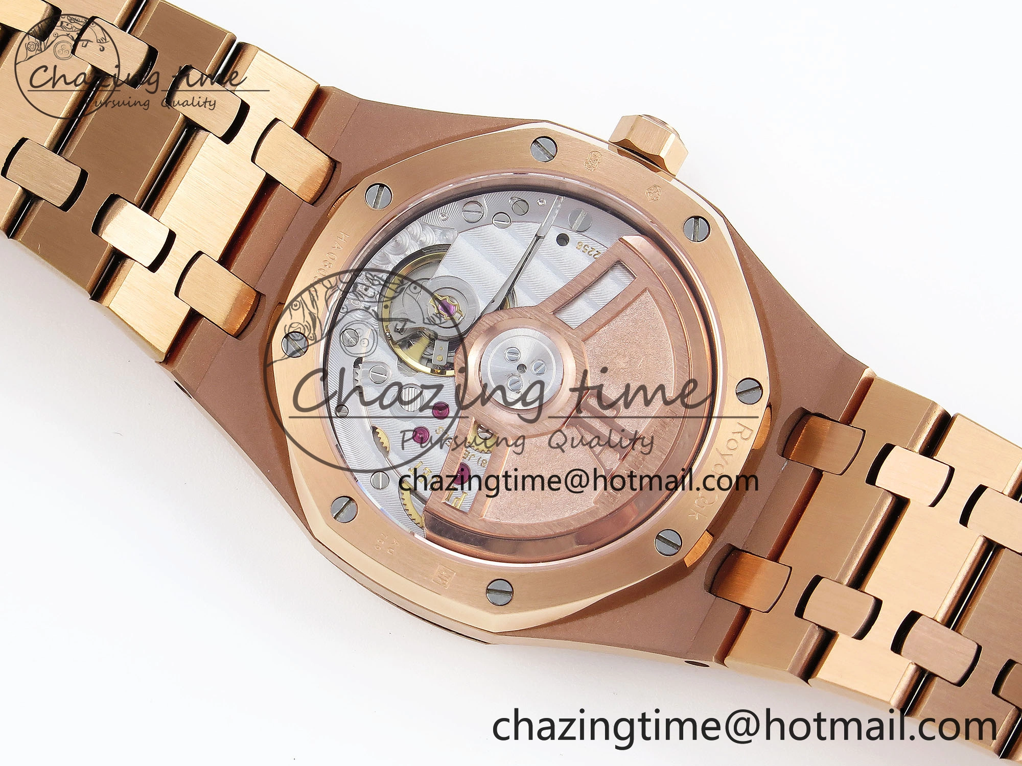 WeatherProof ROYAL OAK 34MM RG BF BEST EDITION BLUE DIAL DIAMONDS BEZEL ON RG BRACELET A 10109
