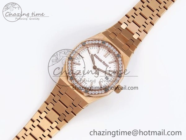 SmartChoice ROYAL OAK 34MM RG BF BEST EDITION WHITE DIAL DIAMONDS BEZEL ON RG BRACELET A 4523