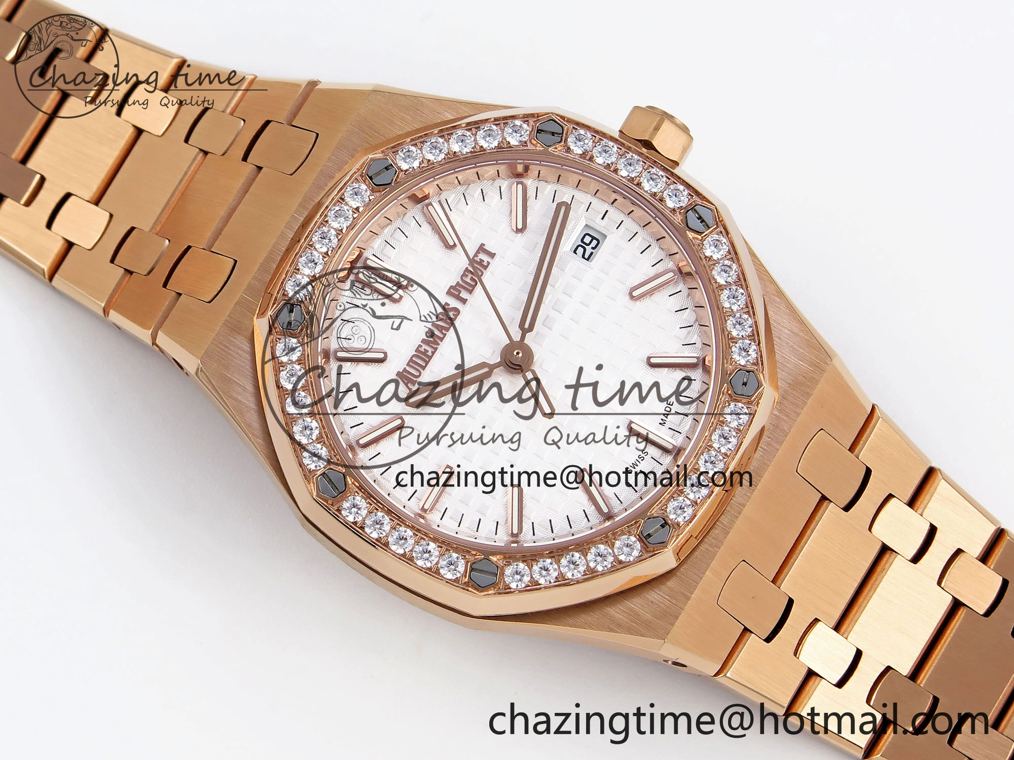 SmartChoice ROYAL OAK 34MM RG BF BEST EDITION WHITE DIAL DIAMONDS BEZEL ON RG BRACELET A 4523