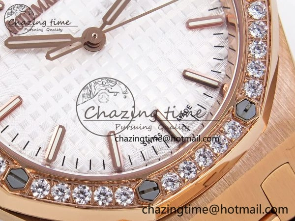 SmartChoice ROYAL OAK 34MM RG BF BEST EDITION WHITE DIAL DIAMONDS BEZEL ON RG BRACELET A 4523