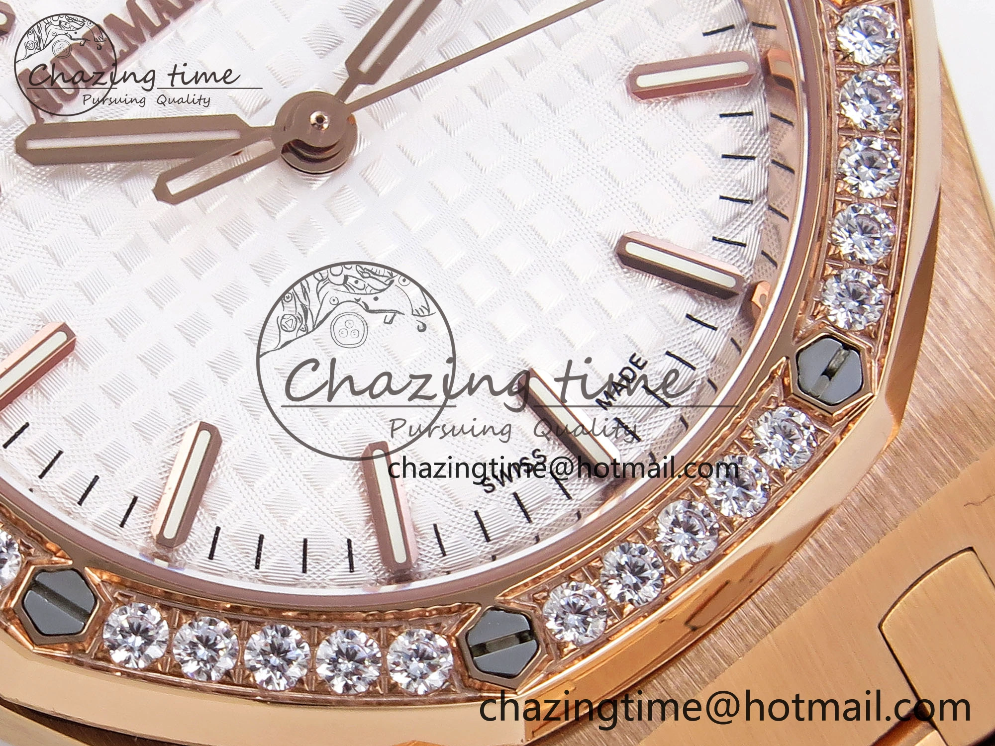 SmartChoice ROYAL OAK 34MM RG BF BEST EDITION WHITE DIAL DIAMONDS BEZEL ON RG BRACELET A 4523