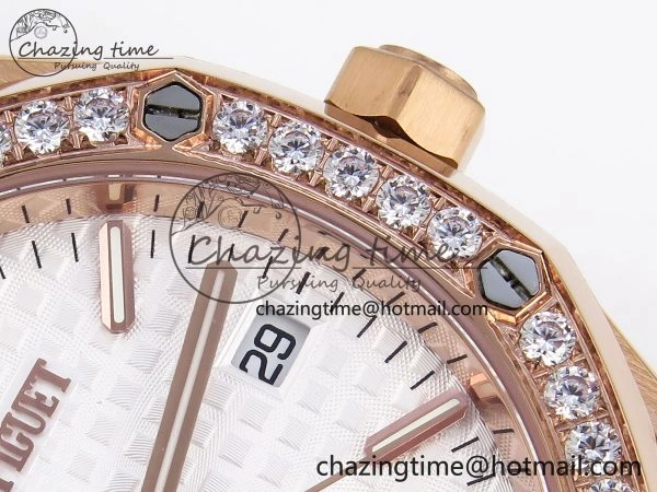 SmartChoice ROYAL OAK 34MM RG BF BEST EDITION WHITE DIAL DIAMONDS BEZEL ON RG BRACELET A 4523